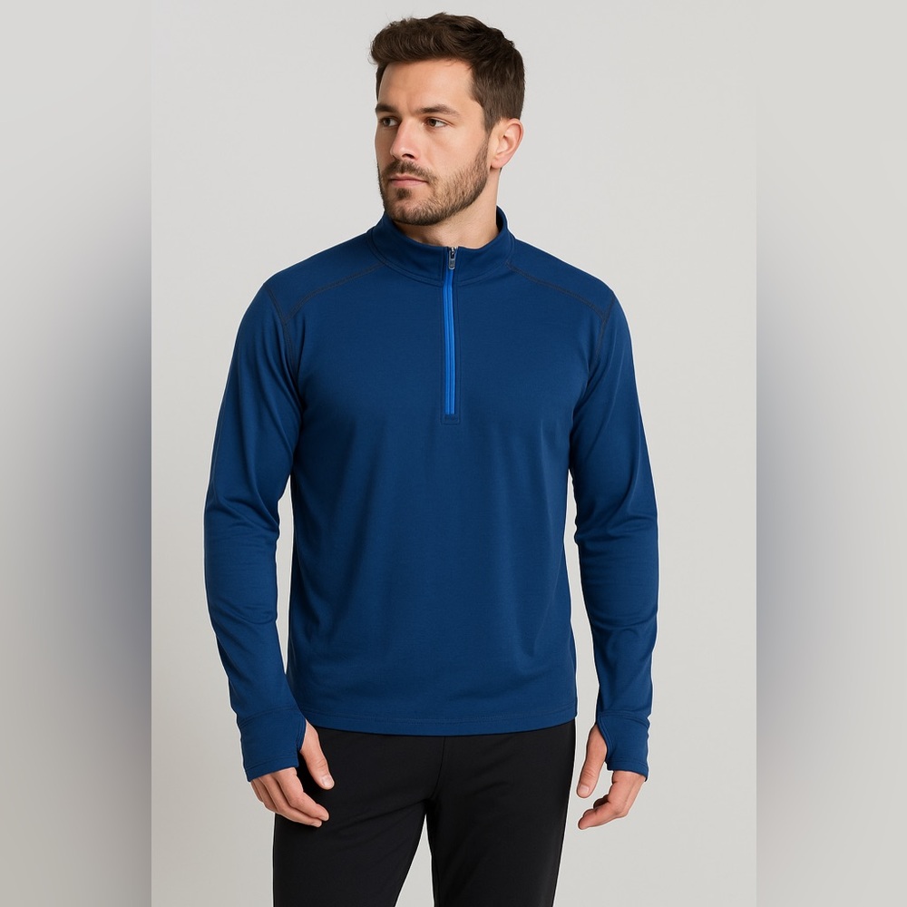 Stio Men's Basic Lightweight 1/2 Zip in Navy Blue Size XL